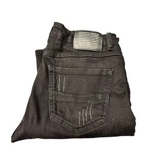 Serenade Jeans Mens 32 (32x32 ACTUAL) Distressed Skinny Black Denim